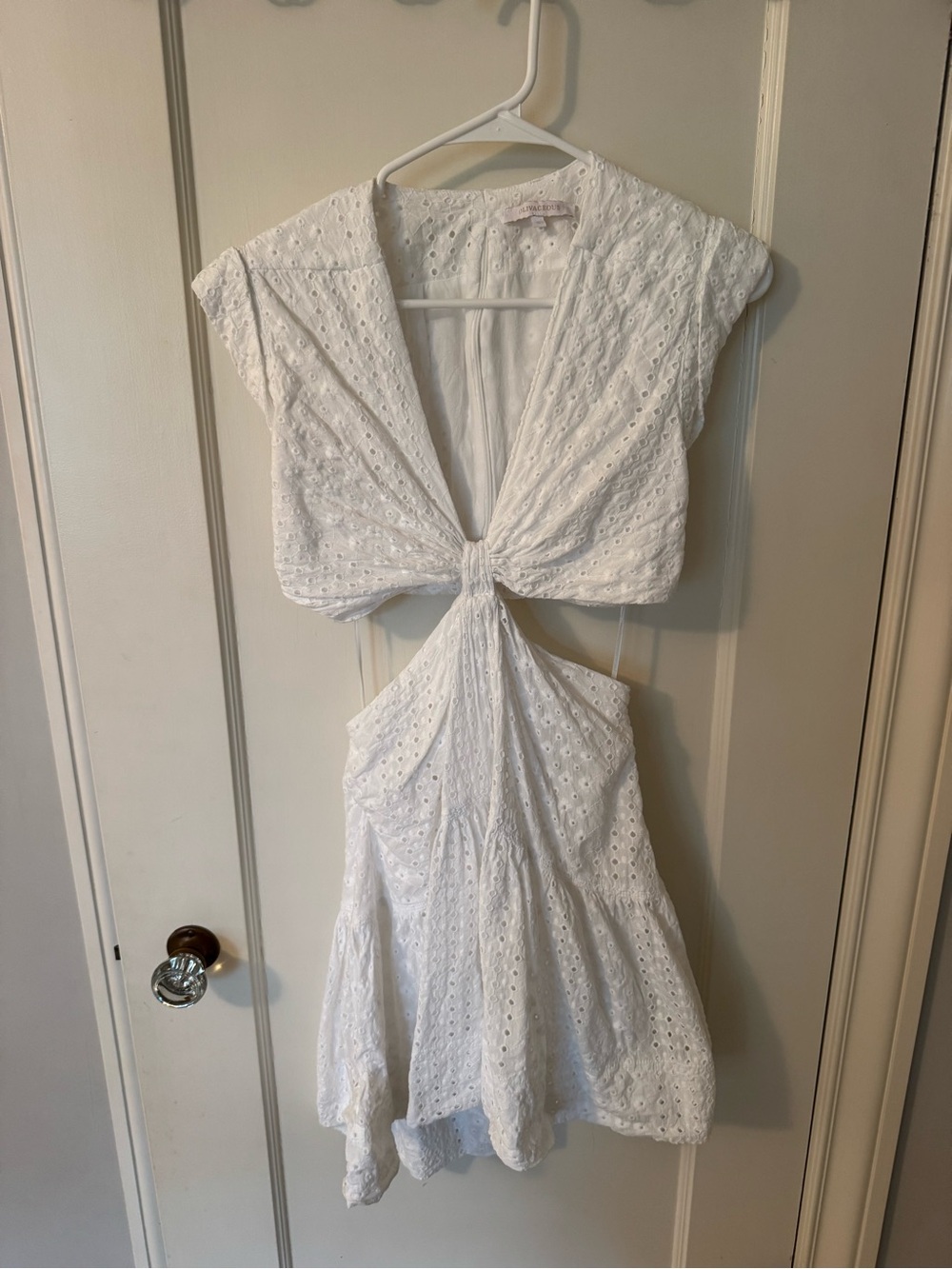 Olivaceous White Eyelet Cutout Summer Dress
